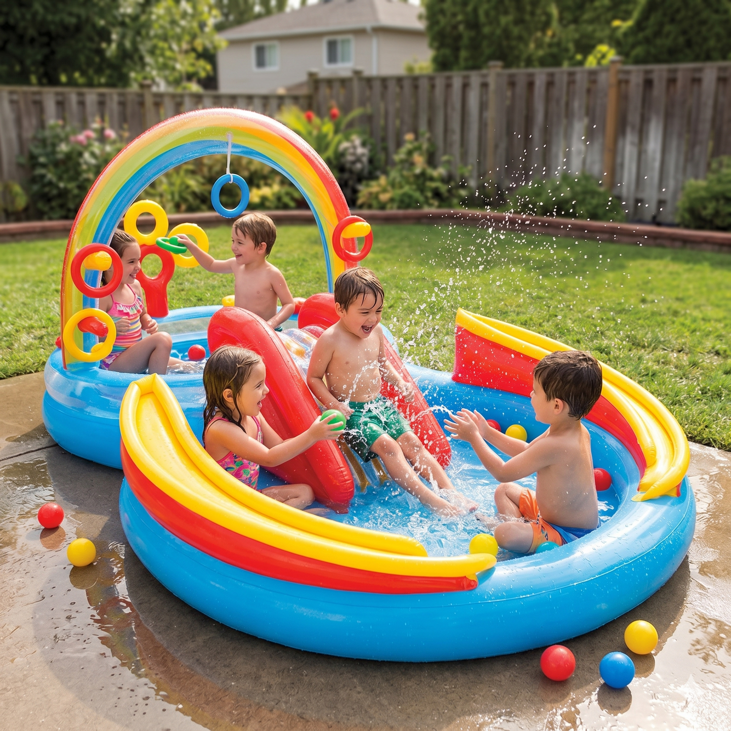 Rainbow Ring Inflatable Play Center with Slide