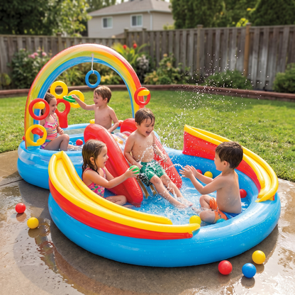 Rainbow Ring Inflatable Play Center with Slide