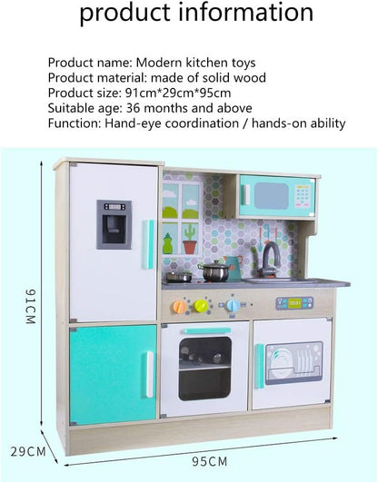 Wooden Simulation Large Children's Play House Modern Kitchen Set Toys For Cooking