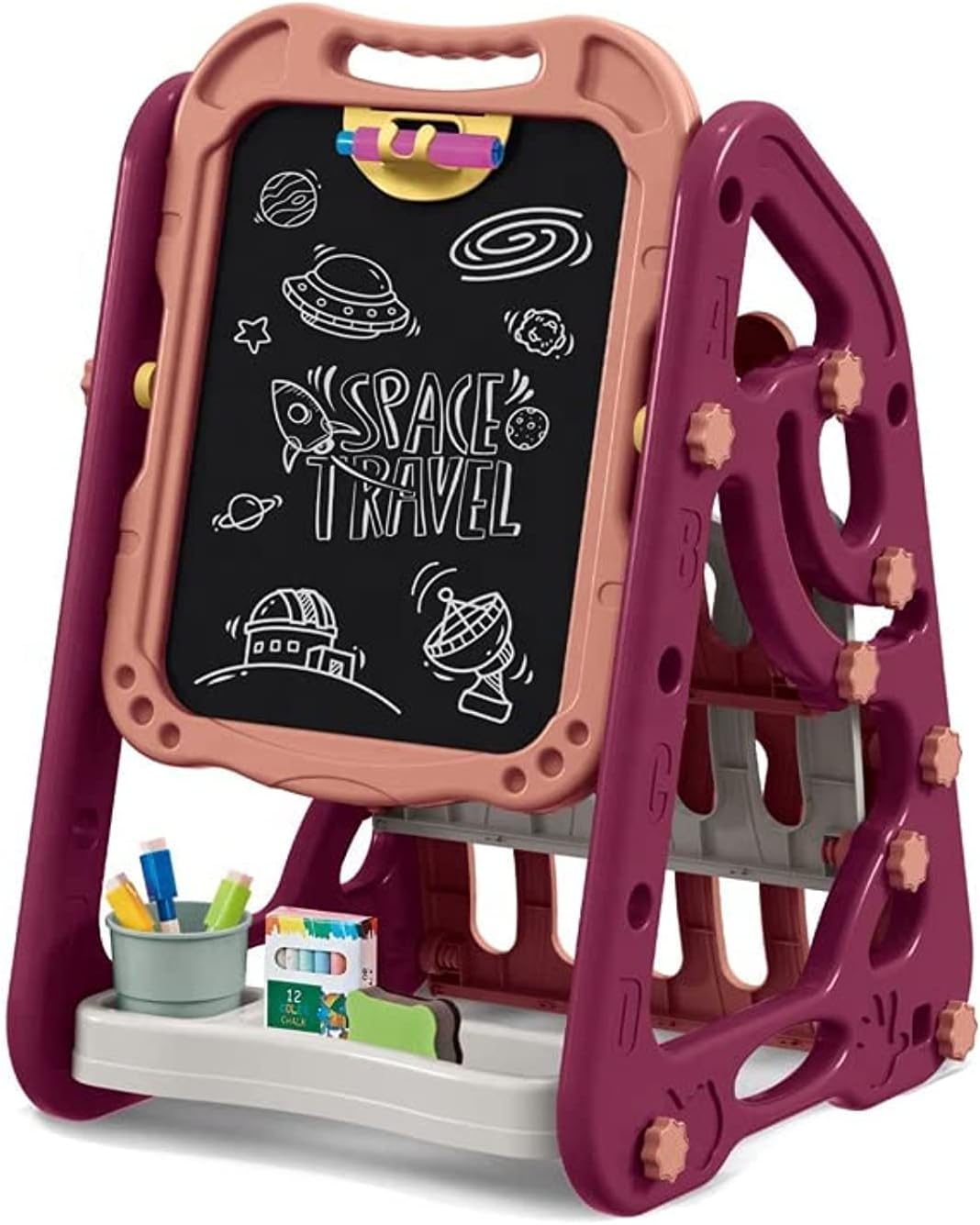 Early Learning Foldable Double Sided Magnetic Artist Doodle Table Children Drawing Board Bookshelf