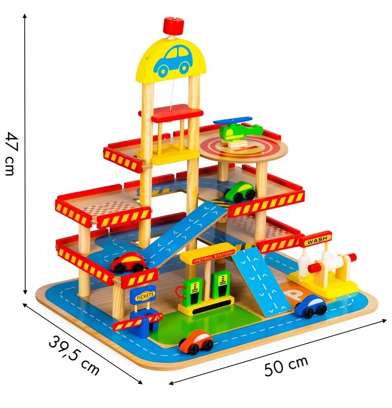wooden car parking set