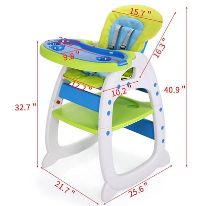 3-in-1 convertible toddler highchair and table set