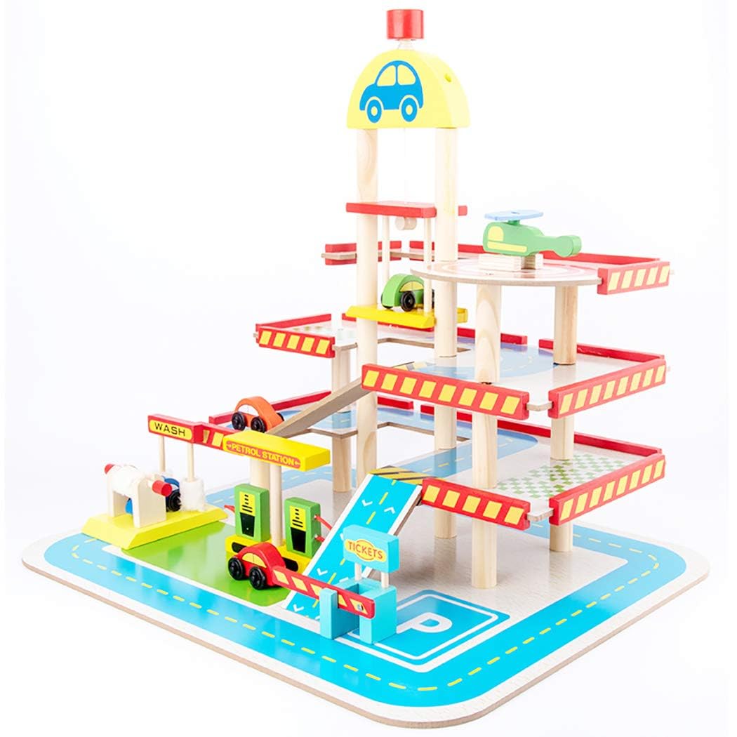 wooden car parking set
