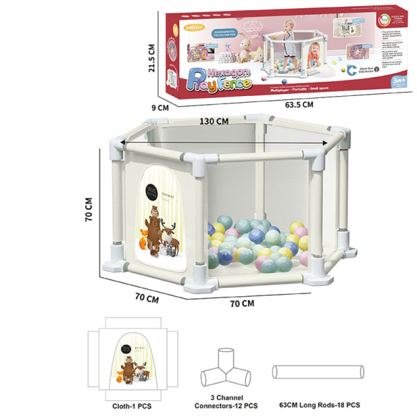 Hexagon play Fence with balls