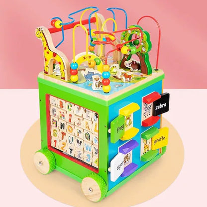 7 in 1 Wooden Activity Cube Baby Walker for Toddlers Educational Learning Toy