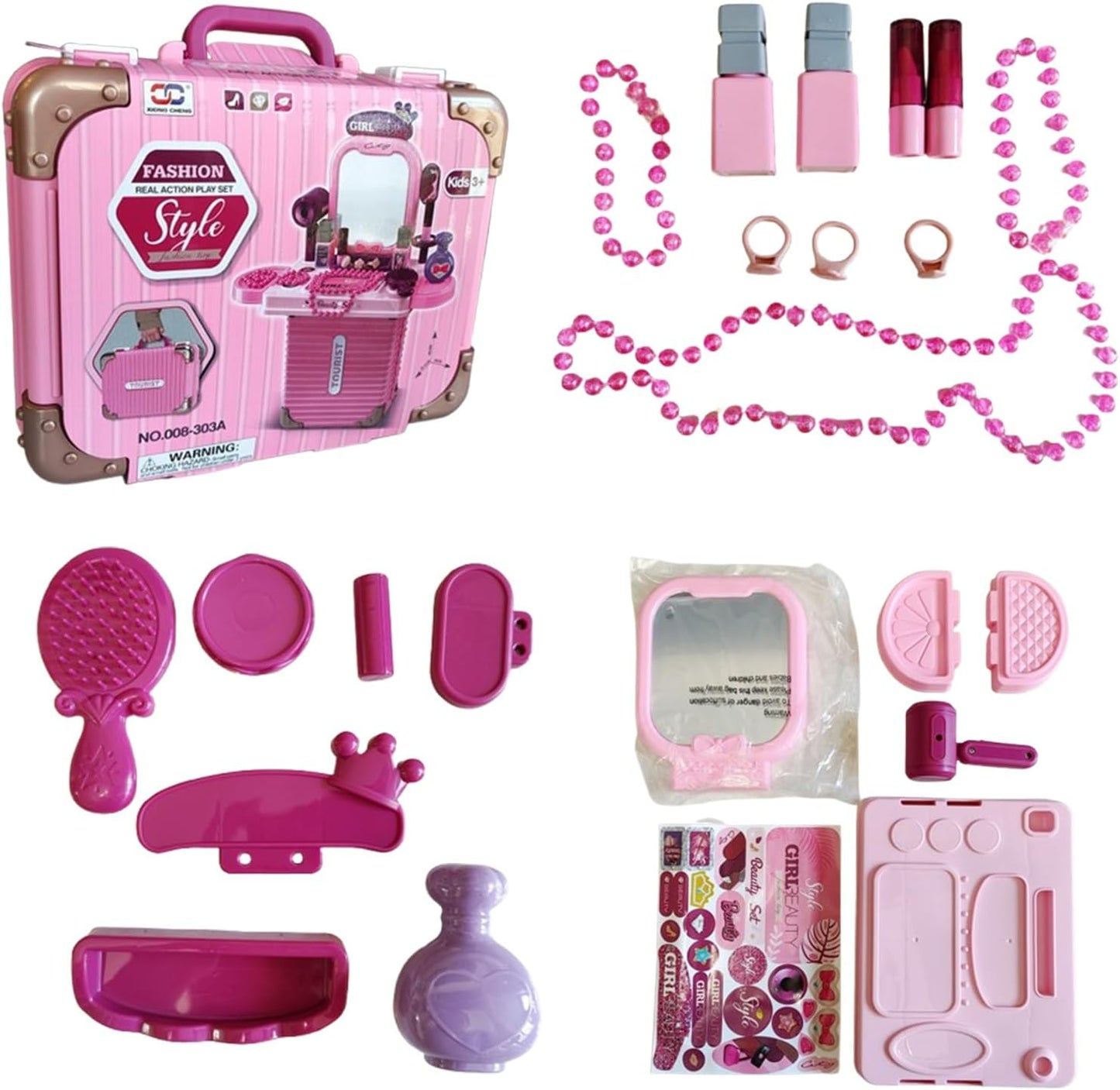 Makeup Toy Set, Jewelry Make Up Set Toys with Beauty Suitcase for Girls