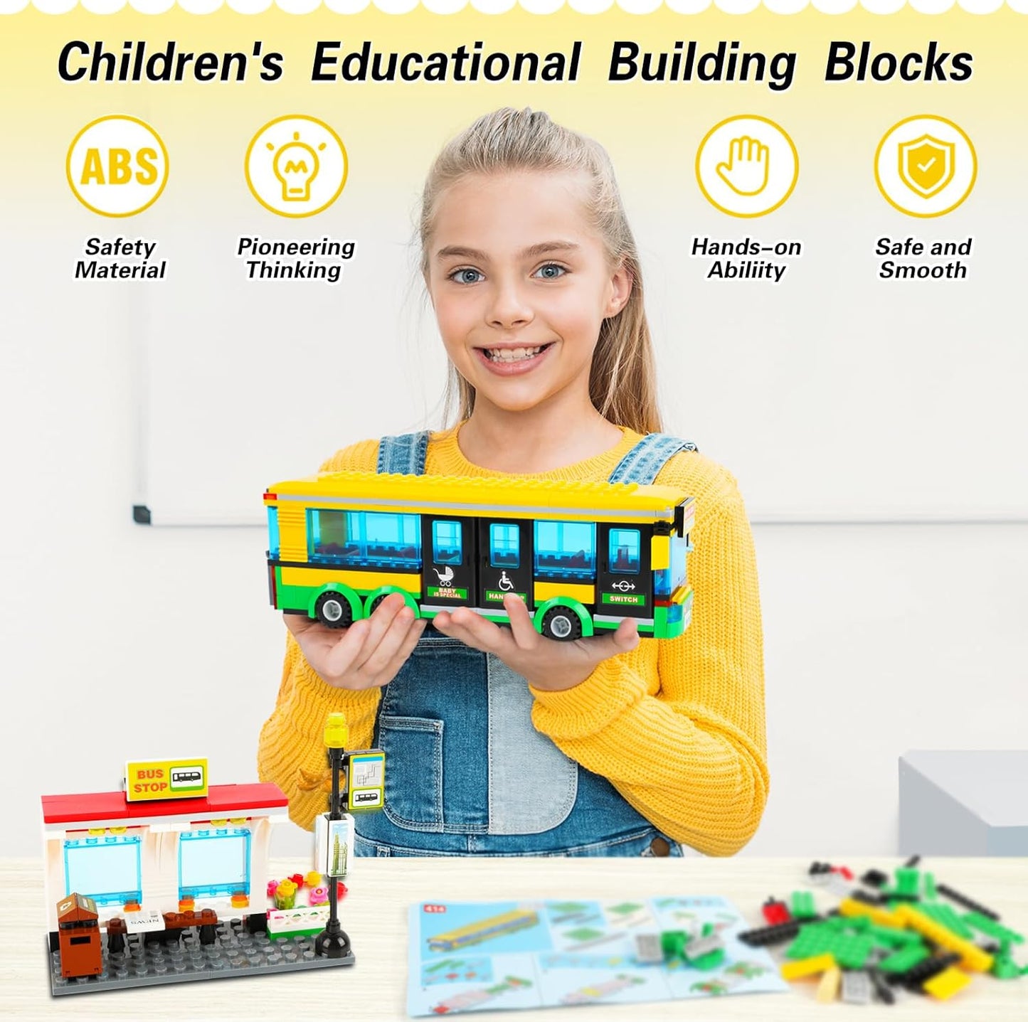 City Town Bus Station Building Block Set