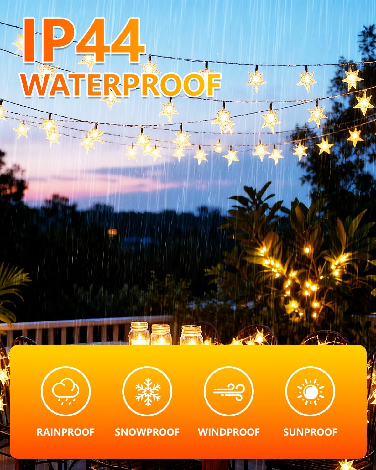 Star LED String Lights Warm White