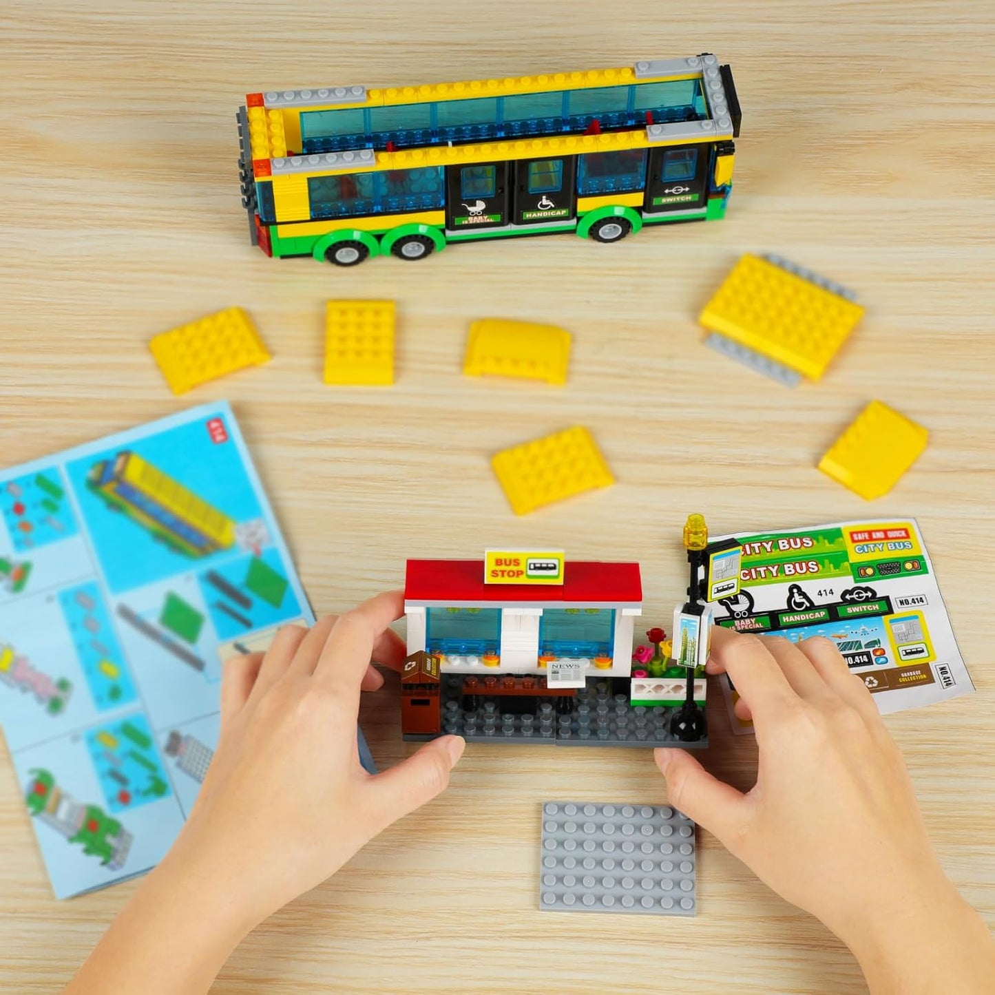 City Town Bus Station Building Block Set