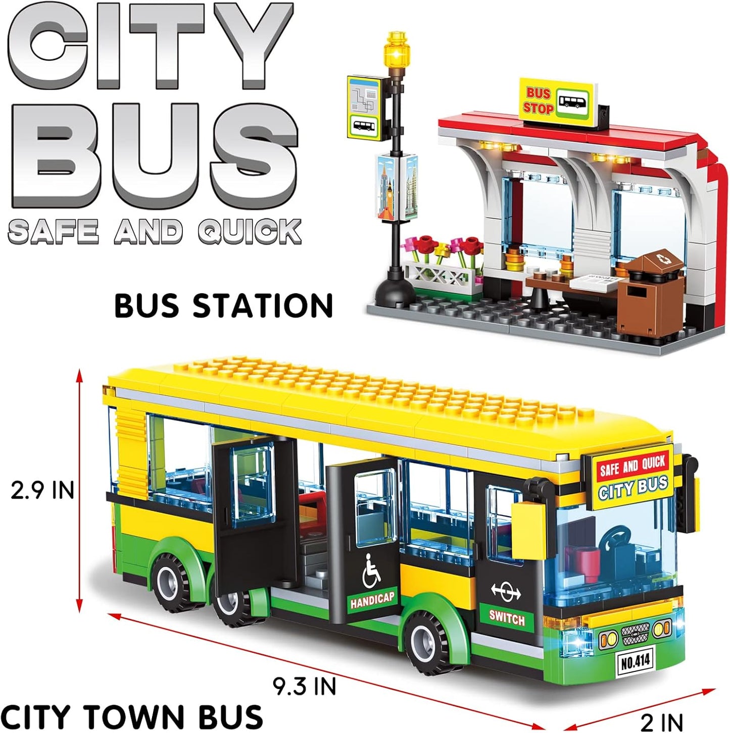 City Town Bus Station Building Block Set