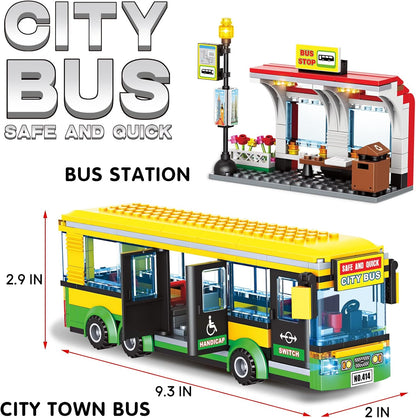 City Town Bus Station Building Block Set