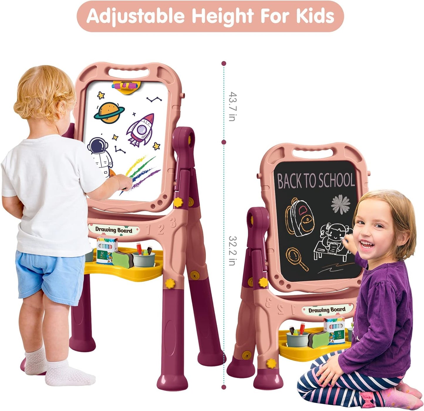 double adjustable magnetic drawing board