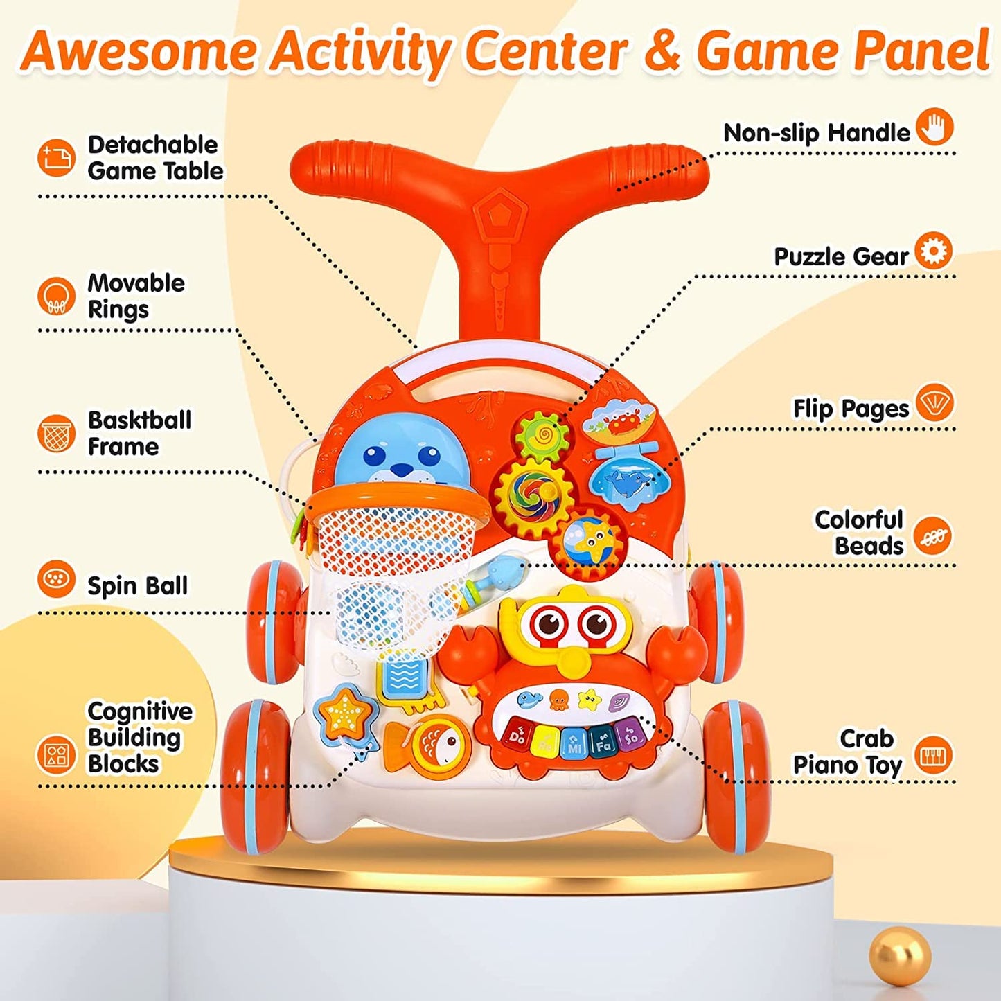 2-in-1 Baby Walker & Activity Table