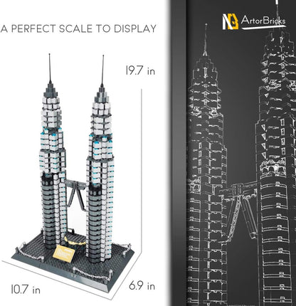 Architectural Petronas Towers Large Collection Building Set Model