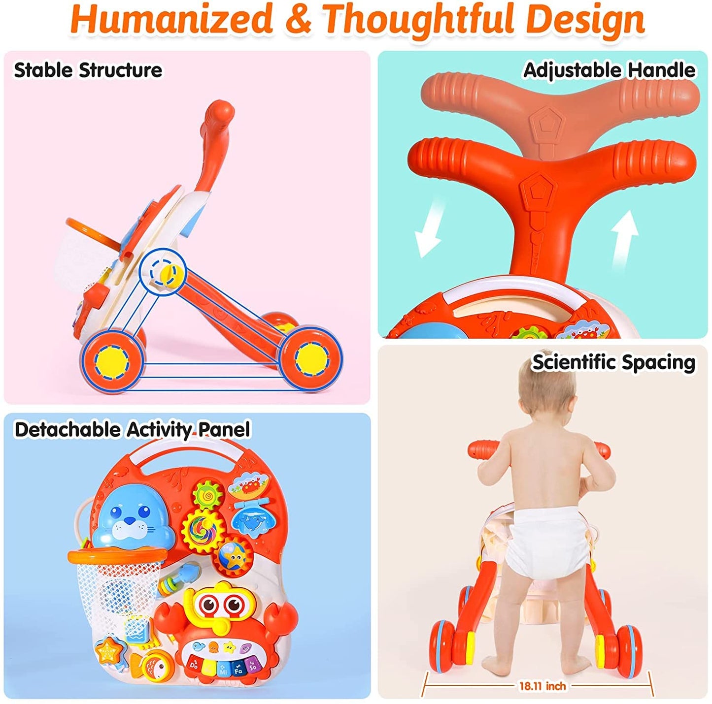 2-in-1 Baby Walker & Activity Table