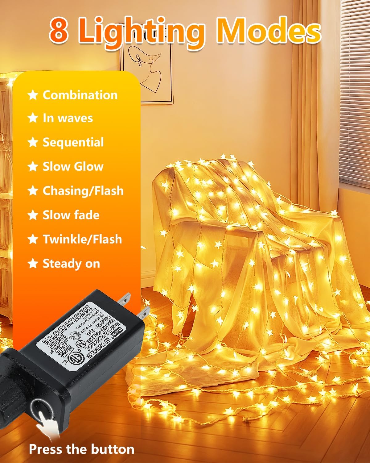 Star LED String Lights Warm White