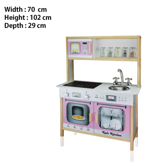 wooden kitchen set with oven and sink