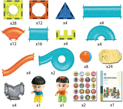 Magic Magnetic Blocks Marble Run – 128 PCS