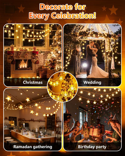 Star LED String Lights Warm White