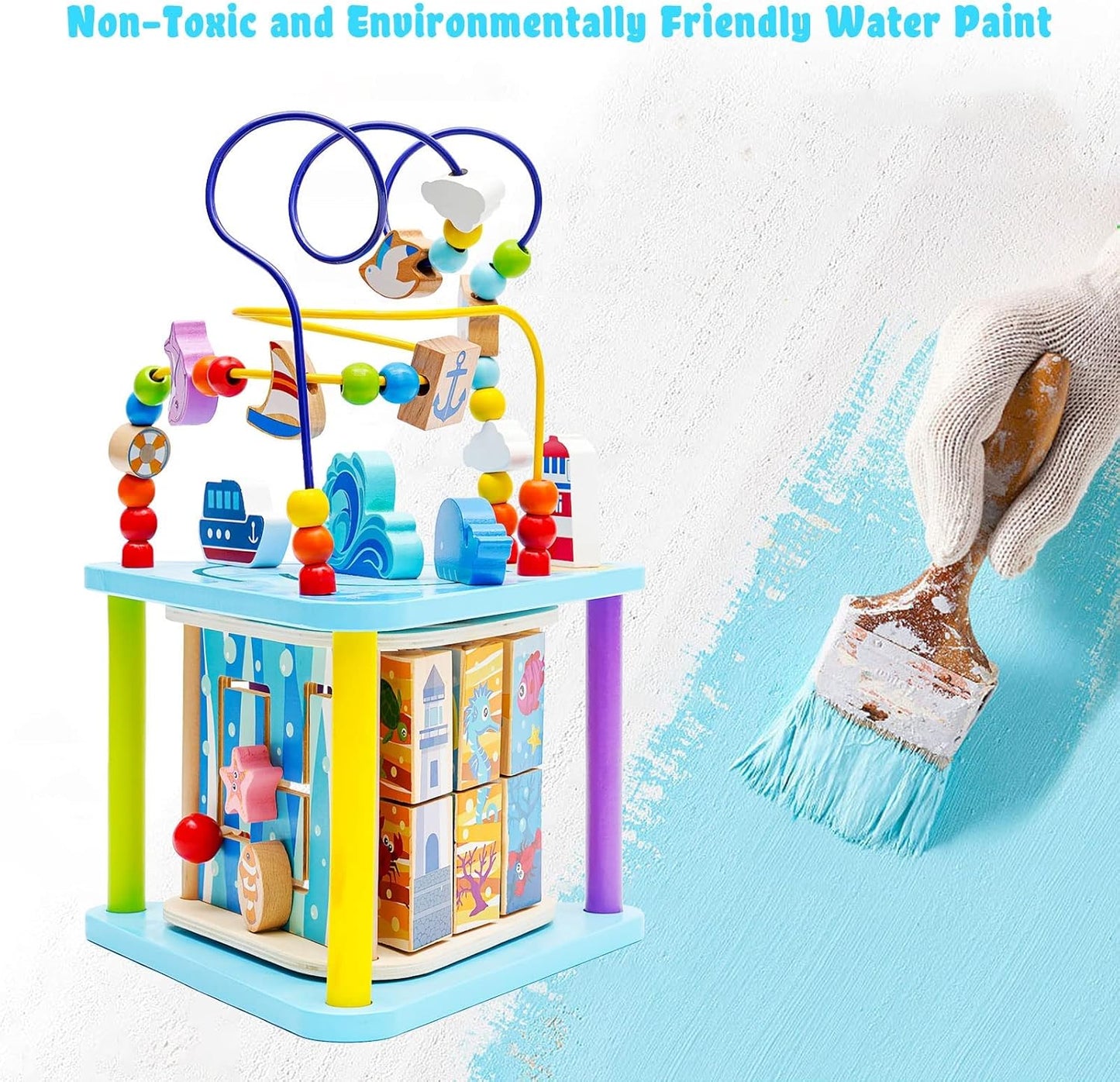 Multifunctional Wooden Activity Cube