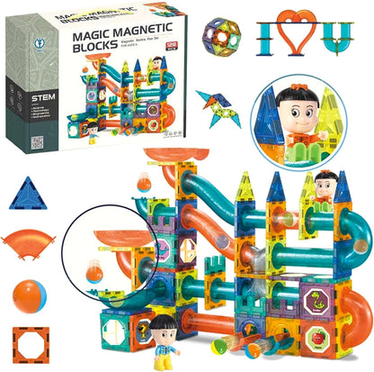 Magic Magnetic Blocks Marble Run – 128 PCS
