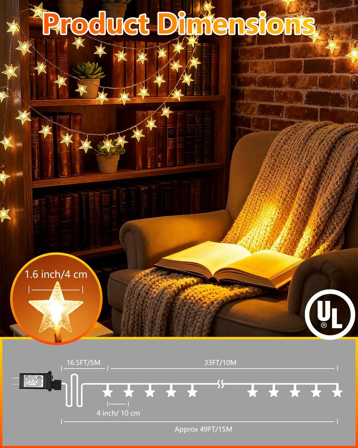 Star LED String Lights Warm White