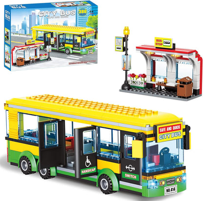City Town Bus Station Building Block Set