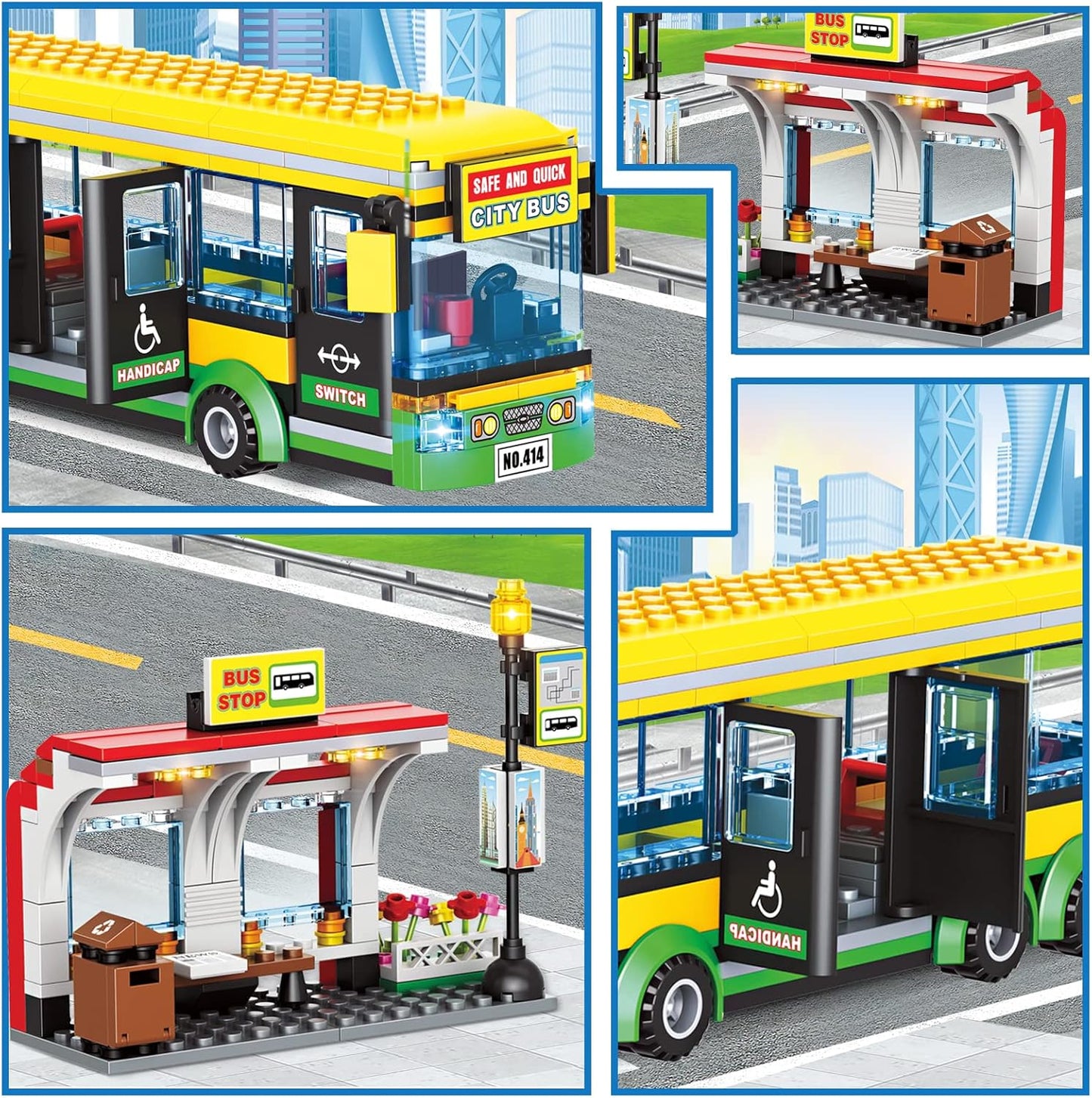 City Town Bus Station Building Block Set