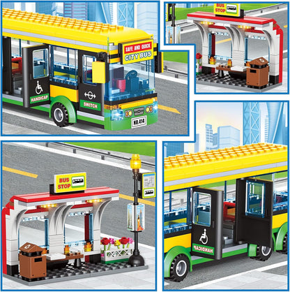 City Town Bus Station Building Block Set