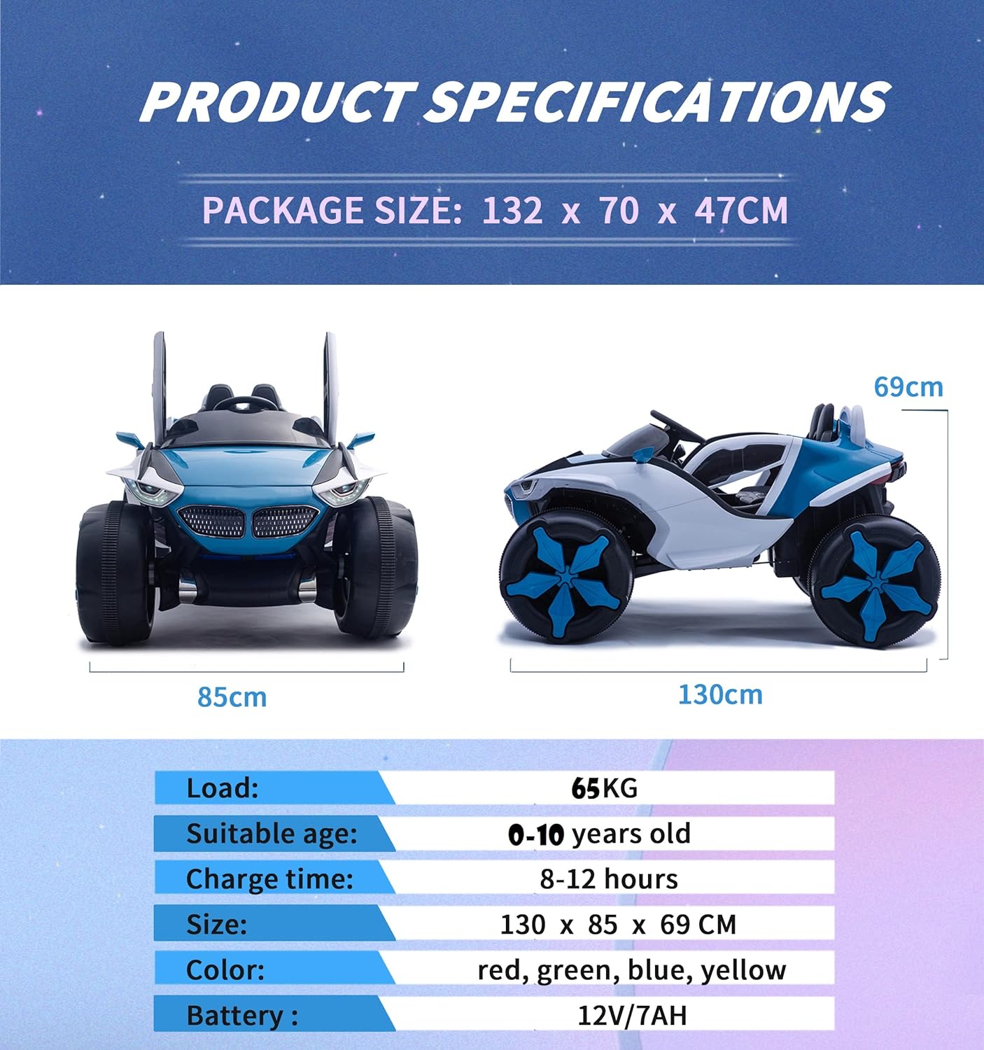 Children 12V 7A electric car with fan Kids four-wheel drive vehicle can ride on Baby remote control