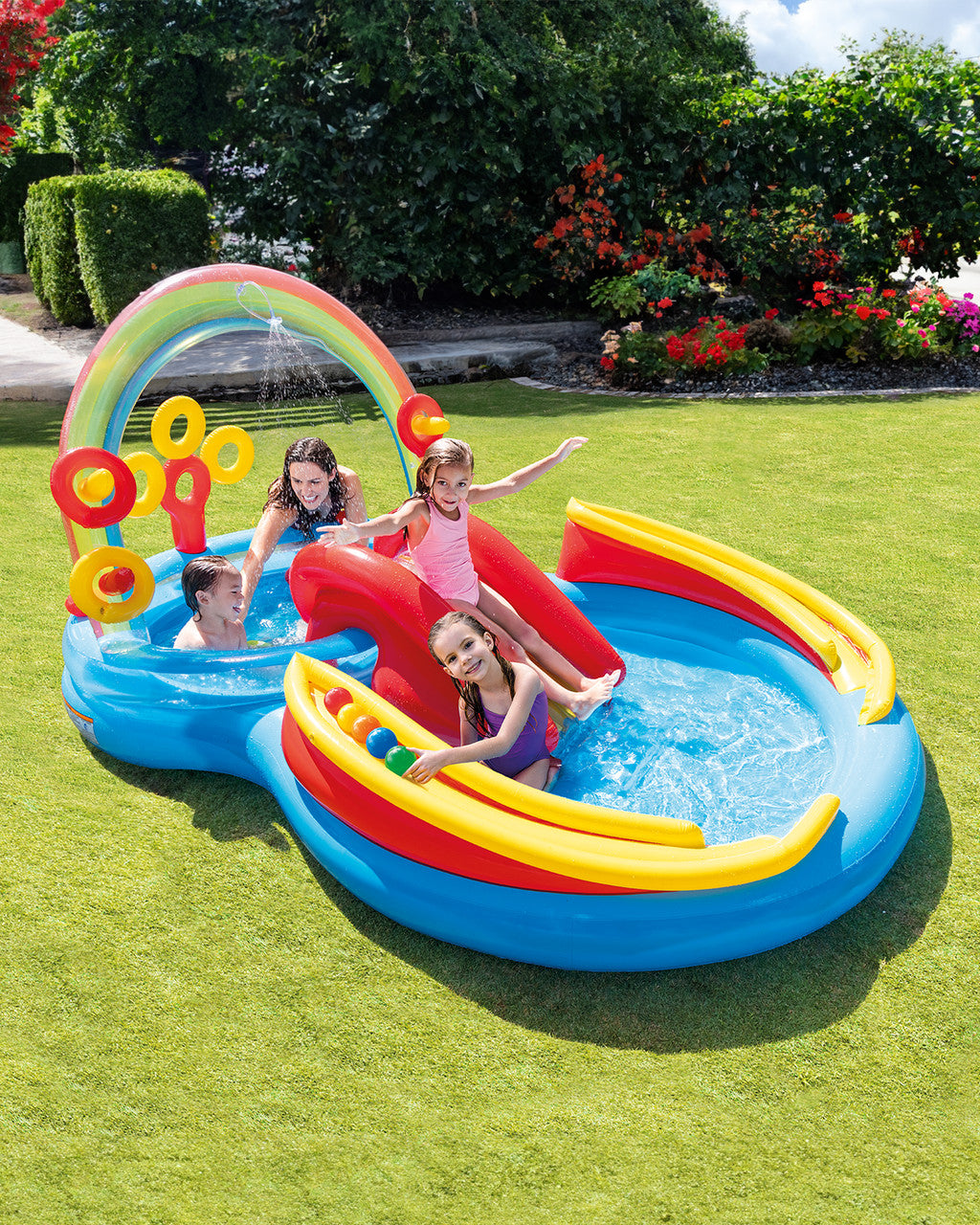Rainbow Ring Inflatable Play Center with Slide