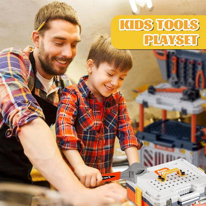 Kids Tool Bench with Electric Drill, Transformable Tool Set, Build Your Own Toy Tool Box Realistic Tools and Accessories