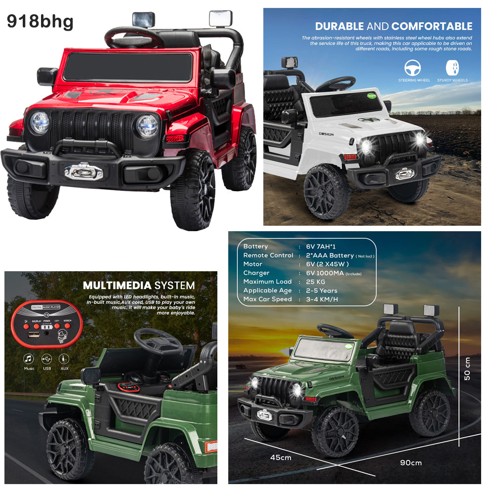 wrangler rechargeable battery car for kids