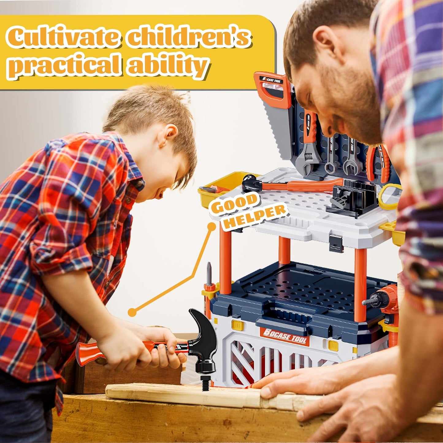 Kids Tool Bench with Electric Drill, Transformable Tool Set, Build Your Own Toy Tool Box Realistic Tools and Accessories