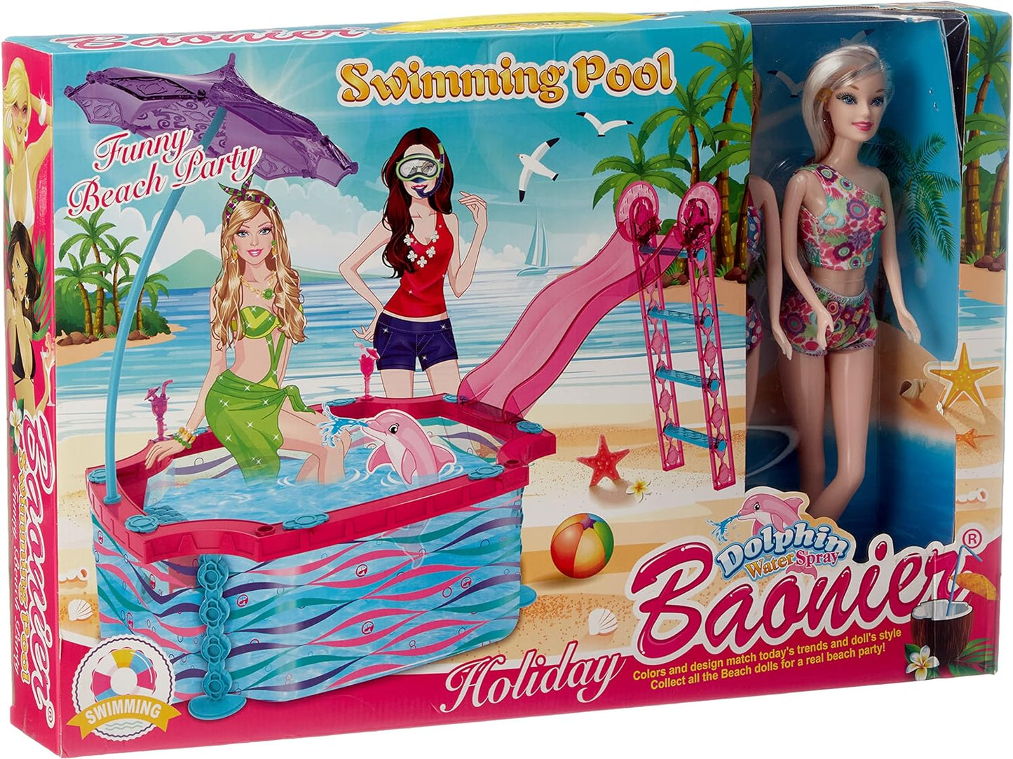 Swimming pool doll set toy for girls