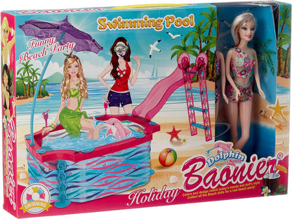 Swimming pool doll set toy for girls