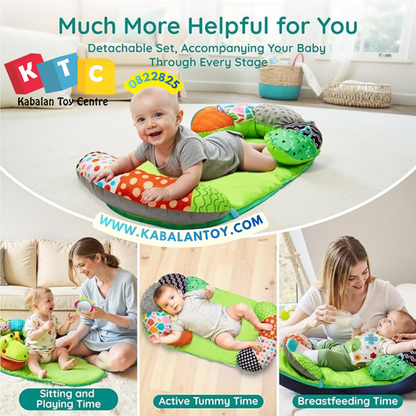 2-in-1 Baby Tummy Time Mat and Seated Support Pillow