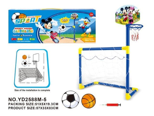 2 in 1 basketball football game set mickey mouse toy