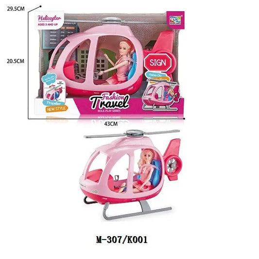 fashion travel doll in helicopter toys for girls