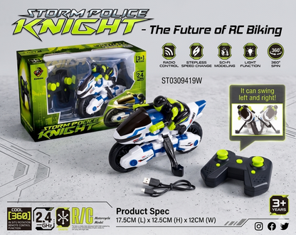 Remote Control Motorcycle Stunt Police Car Model 360 Degrees Rc Toys