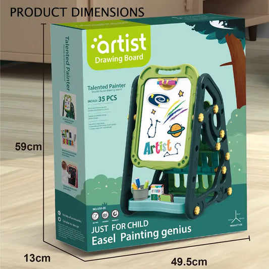 Early Learning Foldable Double Sided Magnetic Artist Doodle Table Children Drawing Board Bookshelf