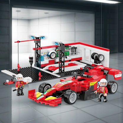 COGO Race Car Garage Building Set