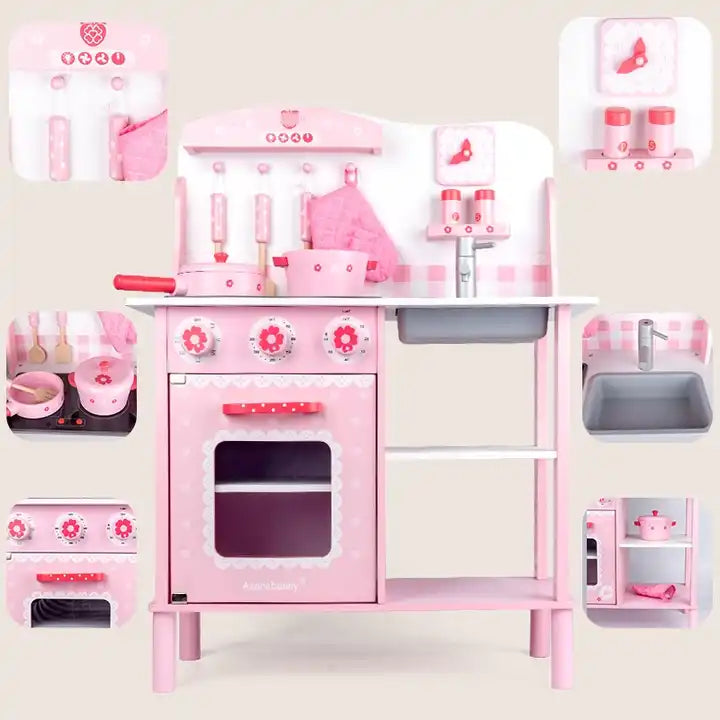 Wooden Kitchen Toy Set Pretend Play Toys For Girls