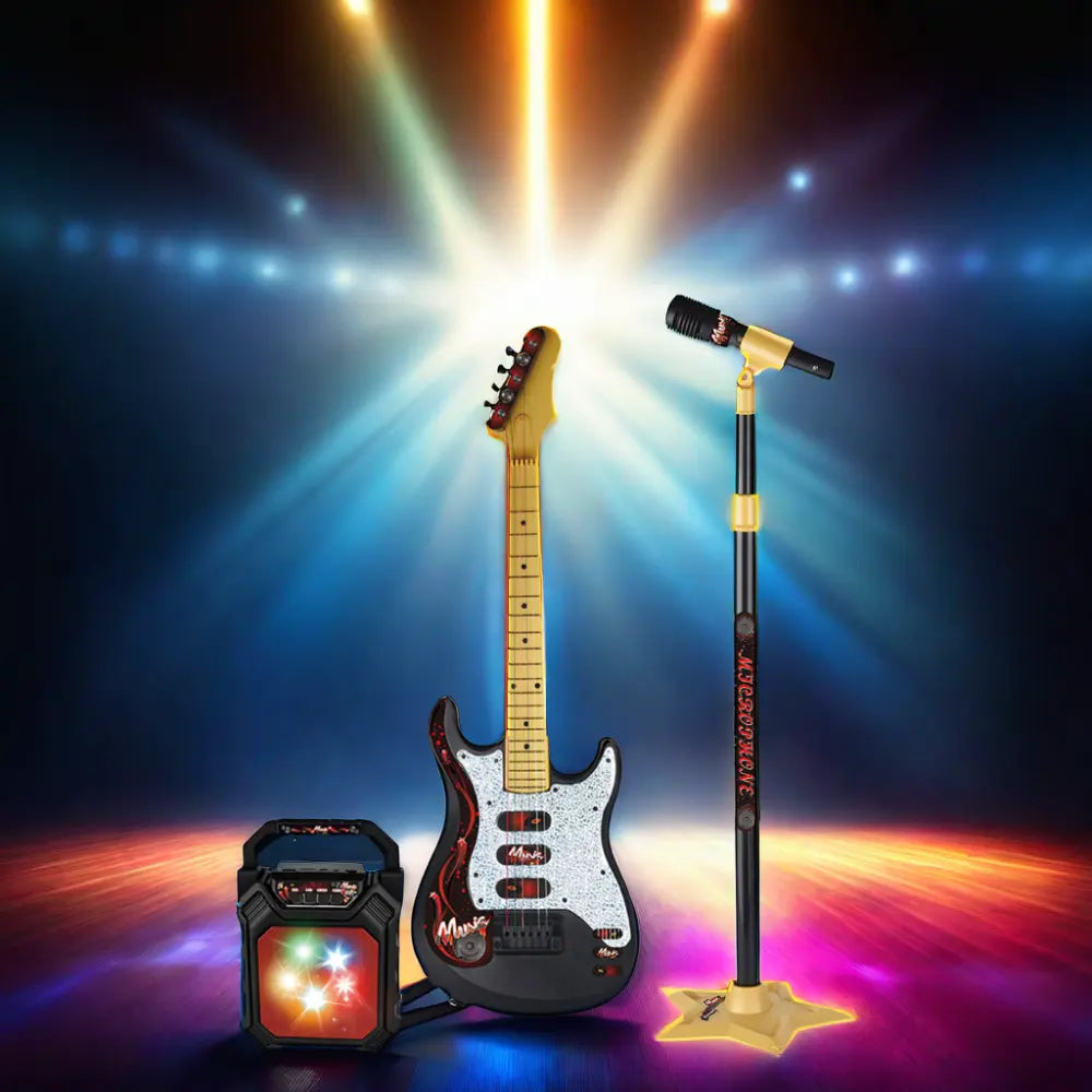 Electric Guitar with Microphone and Base