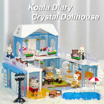 Miniature Furnitures House Model Children Crystal Palace Building Princess Castle Doll House Play Set for Kids Girls