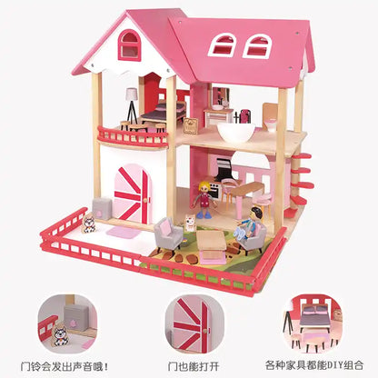 Wooden Dream Nordic Doll House with Figure Furniture Toys Kids Furniture DIY Wooden Doll House