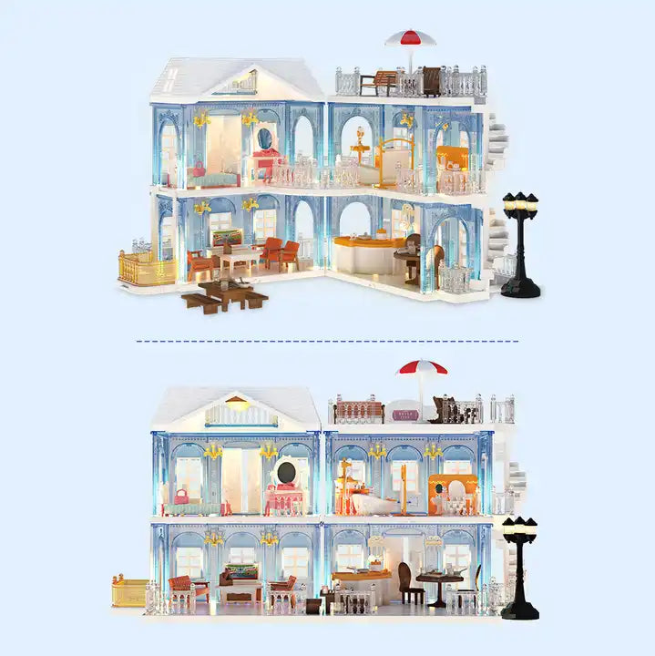 Miniature Furnitures House Model Children Crystal Palace Building Princess Castle Doll House Play Set for Kids Girls