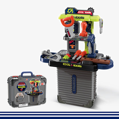 Tooling Box Kids Pretend Play Set Plastic Tool Toys Workshop Table Toy for Children