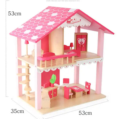 wooden doll house villa pretend to play