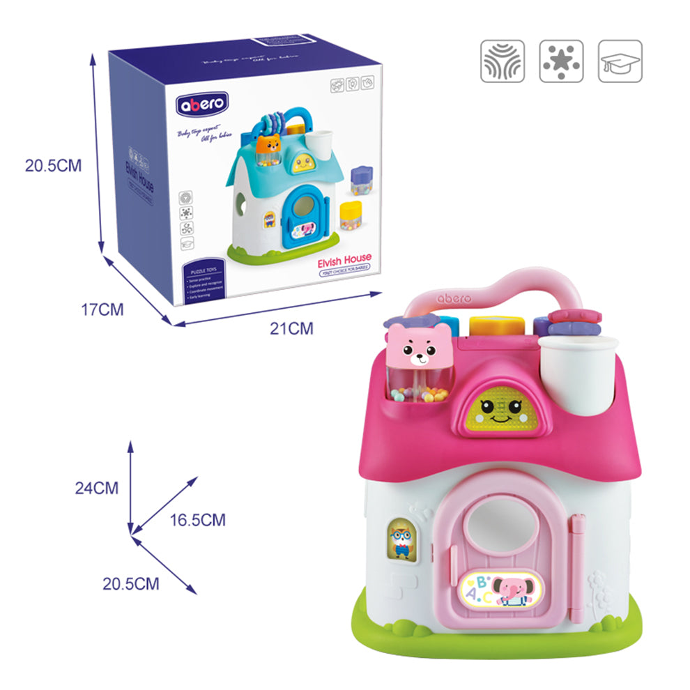 Plastic Musical House Toys Geometric Shape Matching Blocks With Sound